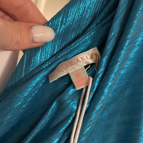 SAPPHIRE SOIRÉE ONE SHOULDER MAXI DRESS TURQUOISE - Picture 9 of 10